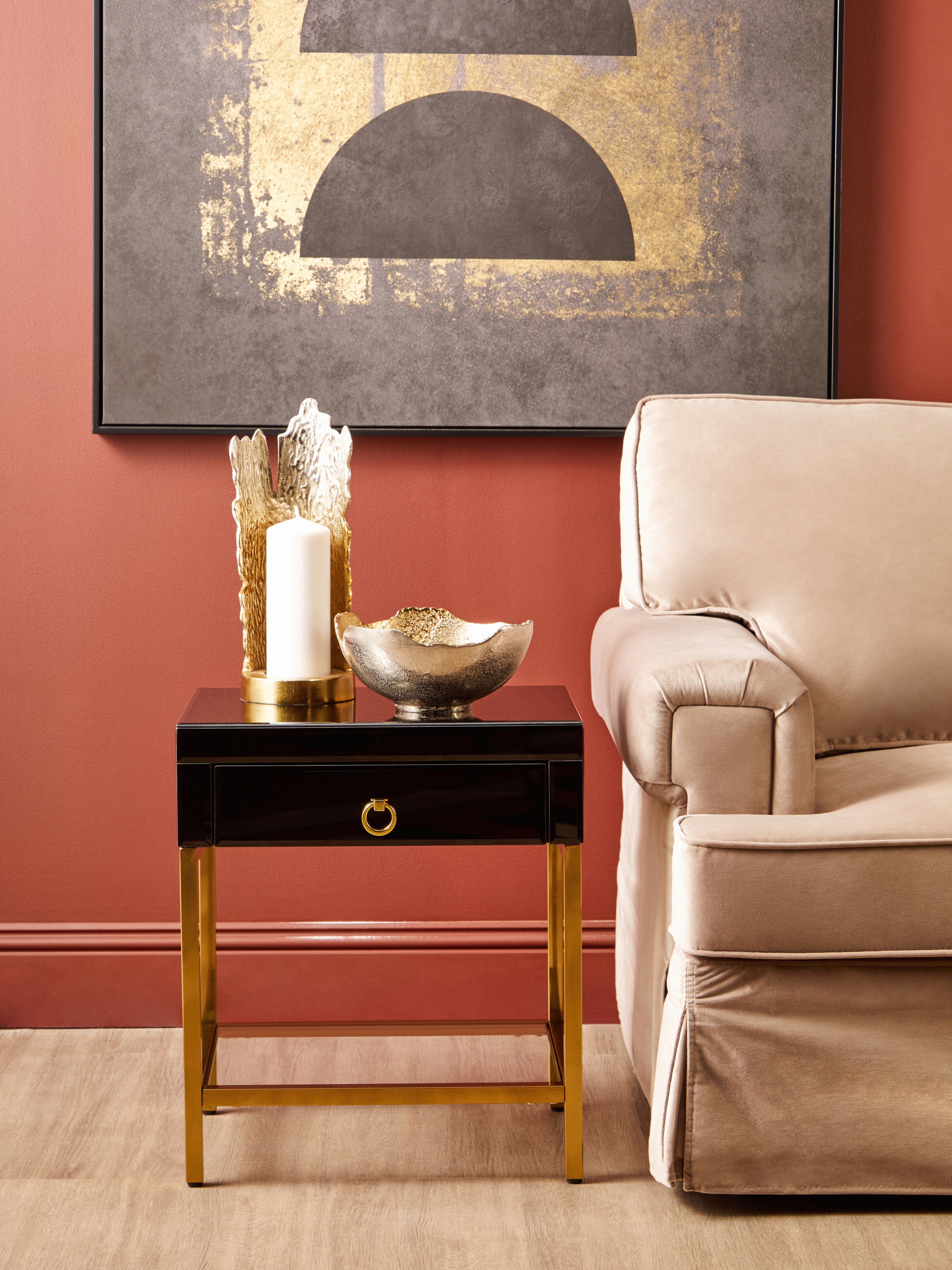 Candace Townhouse Black & Gold Side Table